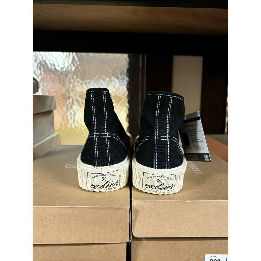 【Excelsior餅乾鞋】高筒 經典黑色帆布 白底 (ES_M6117CV_BK)-細節圖2