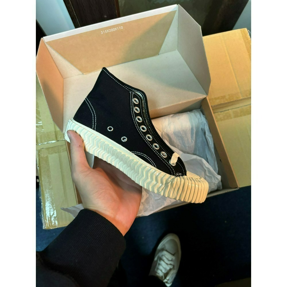 【Excelsior餅乾鞋】高筒 經典黑色帆布 白底 (ES_M6117CV_BK)-細節圖3