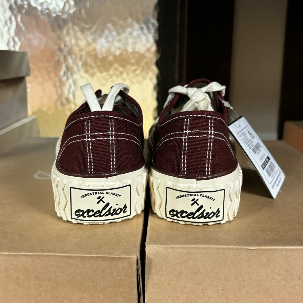 【Excelsior餅乾鞋】低筒 酒紅色帆布 白底 (FF_M6017CV_BN)-細節圖2