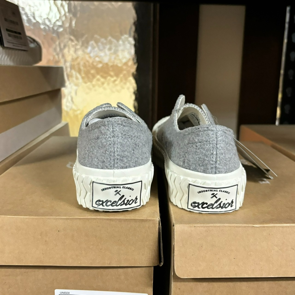 【Excelsior餅乾鞋】低筒 淺灰色不織布 白底 (FF_M6017FL_GY)-細節圖2