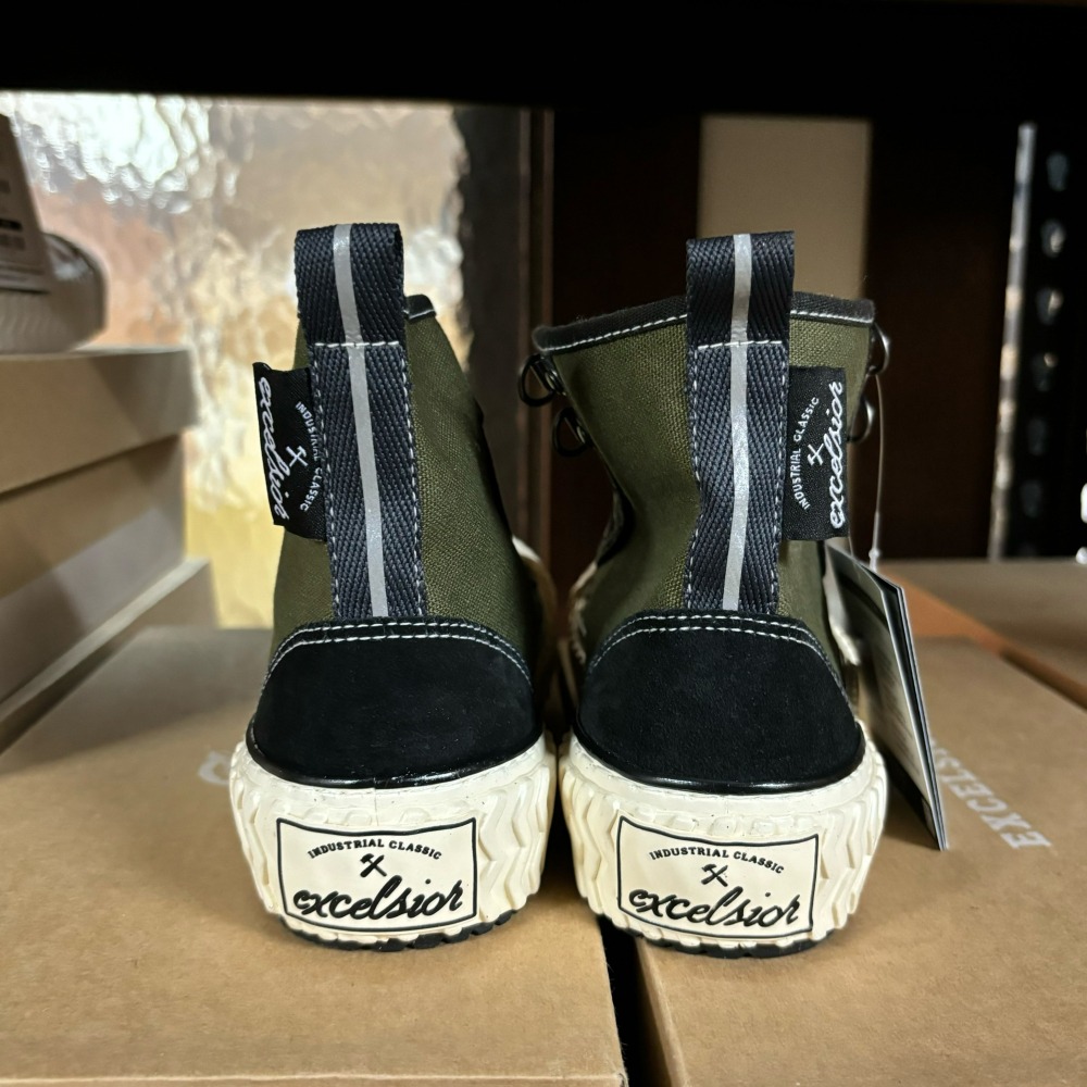 【Excelsior餅乾鞋】高筒 軍綠色帆布 白底 (FF_M6118CS_KH)-細節圖2