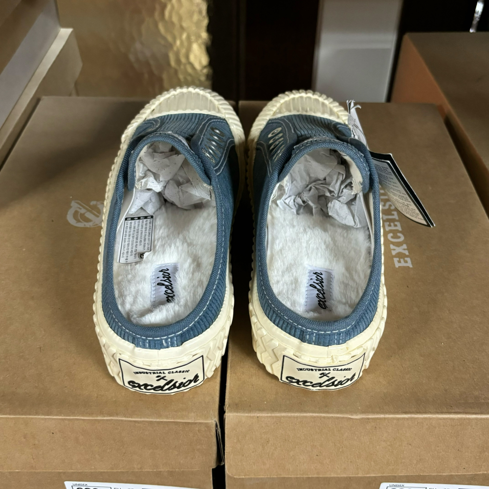 【Excelsior餅乾鞋】穆勒 藍色燈芯絨 白底 (EF_M6017MU_BL)-細節圖2