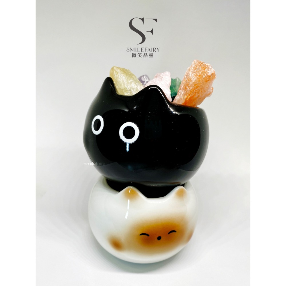 SF喵晶原礦香氛杯．黑喵｜擴香水晶．無火香薰 ｜充滿祝福的水晶贈禮．居家香氛禮物、擴香石、香薰杯-細節圖5