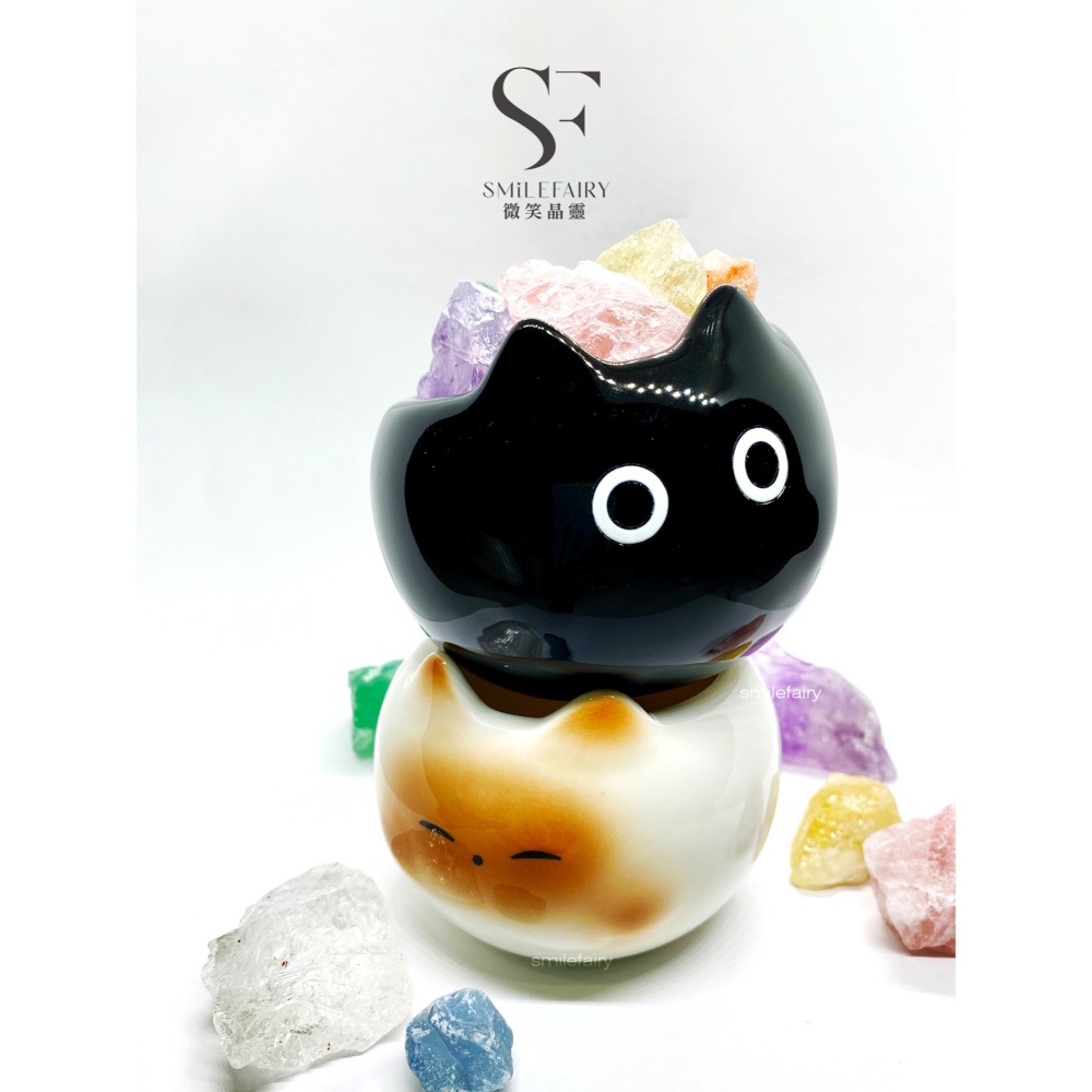 SF喵晶原礦香氛杯．黑喵｜擴香水晶．無火香薰 ｜充滿祝福的水晶贈禮．居家香氛禮物、擴香石、香薰杯-細節圖7
