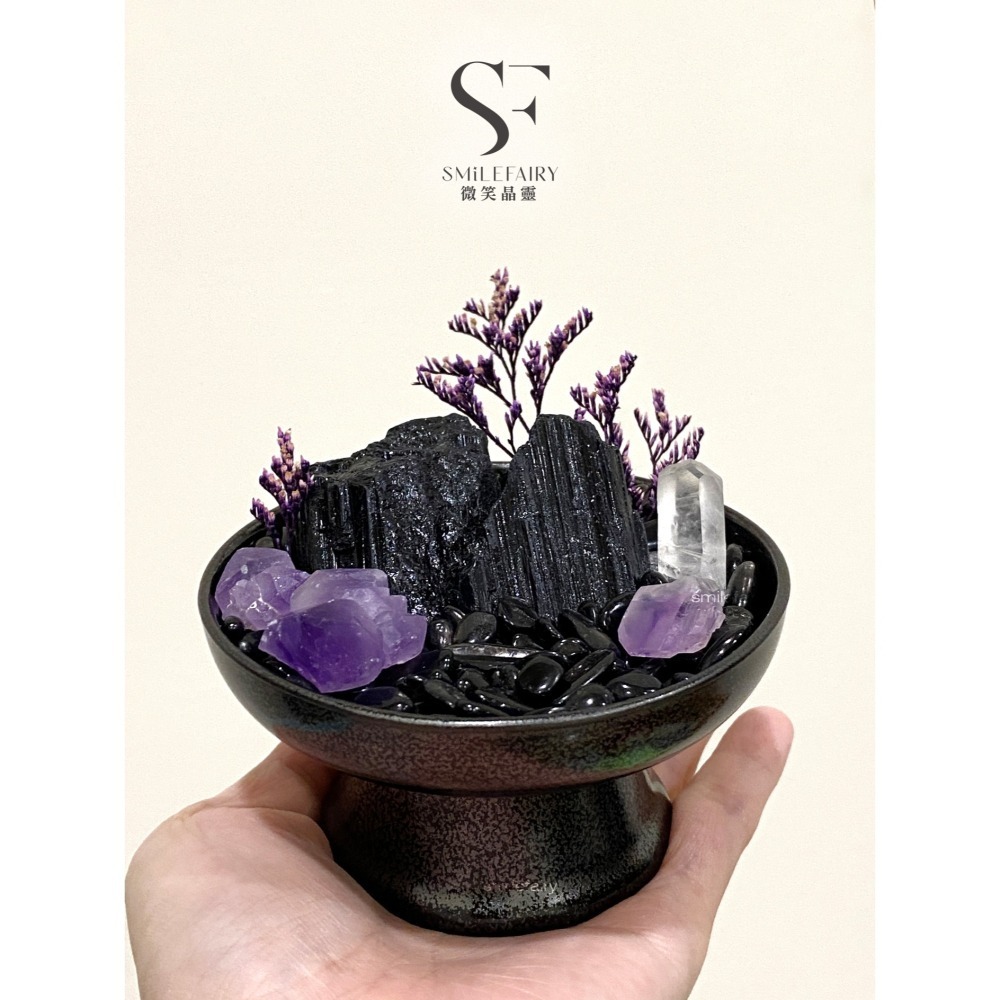 SF水晶花園G003｜暗夜晶靈｜守護者．消除濁氣．抵禦小人．水晶城堡．水晶盆栽．居家香氛禮物、擴香石、香薰杯-細節圖5