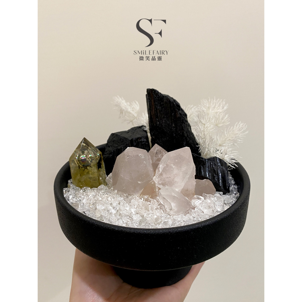 SF水晶花園G004｜玄夜靈盾｜能量花園．水晶城堡．居家香氛禮物、擴香石、香薰杯、微景觀、水晶盆栽、水晶花園-細節圖9