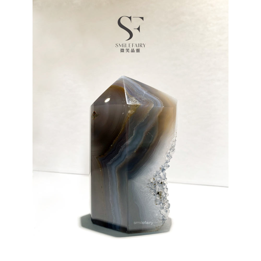 SF 能量柱 NL006A58｜灰藍瑪瑙晶柱・聚集能量、水晶晶柱、瑪瑙晶柱、鎮宅避邪、招財納福、淨化消磁-細節圖2