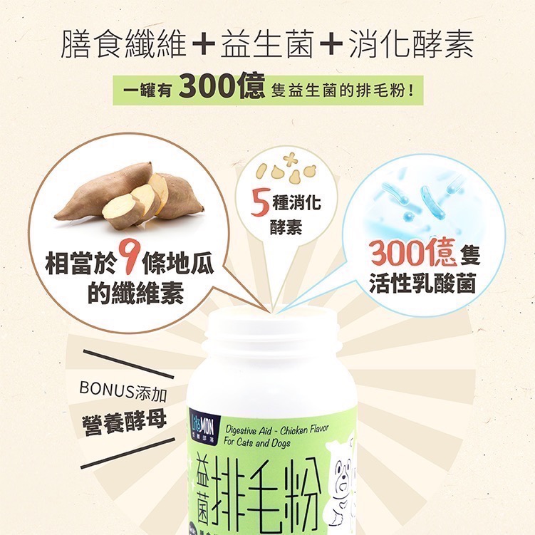 怪獸部落LitoMon益菌排毛粉 犬貓腸胃健康補給 50G/罐 犬貓營養品 寵物益生菌 排便-細節圖2