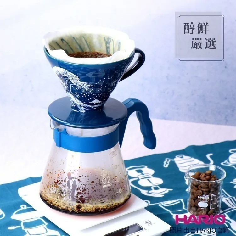 HARIO V60衝浪裏02吳須色 濾杯/濾杯咖啡壺組 【桃園嚴選】-細節圖2