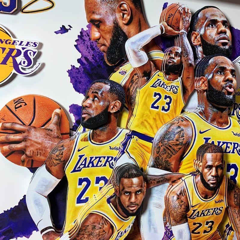 免運費 預購 NBA湖人小皇帝LEBRON JAMES立體畫-細節圖2