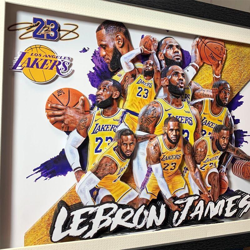 免運費 預購 NBA湖人小皇帝LEBRON JAMES立體畫-細節圖3