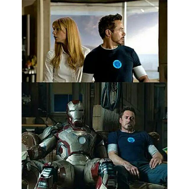 預購 鋼鐵人3 東尼史塔克修理工 夜光反應爐假兩件短袖T恤-細節圖2