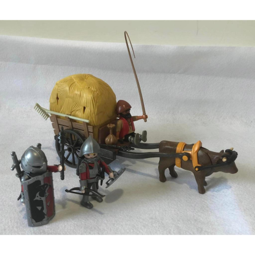 Playmobil 摩比 6005 絕版 中世紀 牛車 裝稻草 騎士系列（二手無盒無缺件）