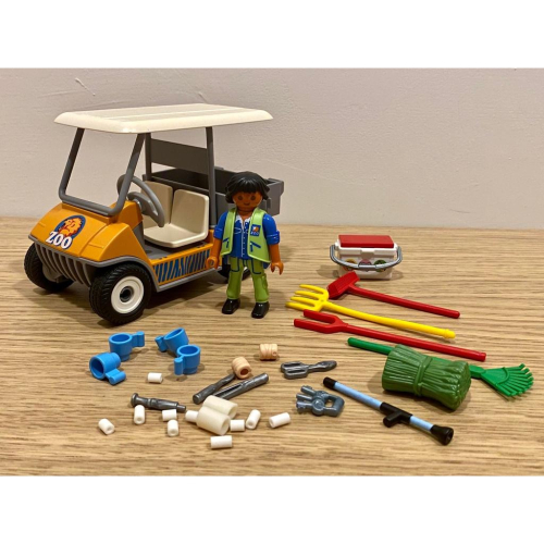 Playmobil 摩比 6636 絕版 動物園 管理員 的 車 可改高爾夫球車（二手無盒）