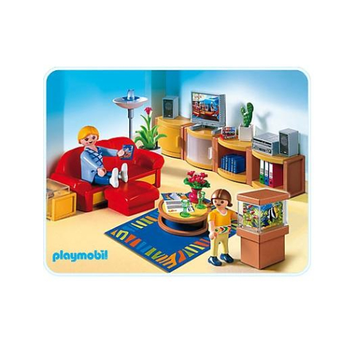 Playmobil 摩比 4282 絕版 客廳 沙發 電視 水族箱 櫃子（二手無盒）