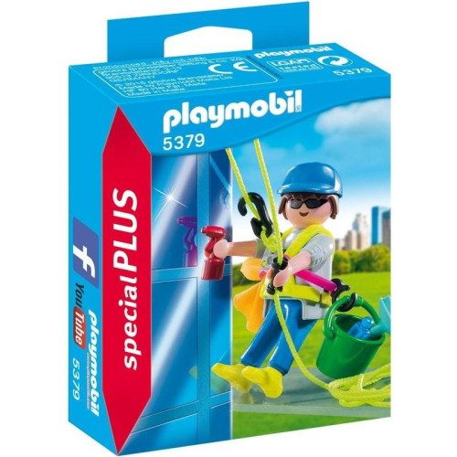 Playmobil 摩比 絕版 5379 摩天高樓 大廈 清潔 擦窗 維修 工人（全新）