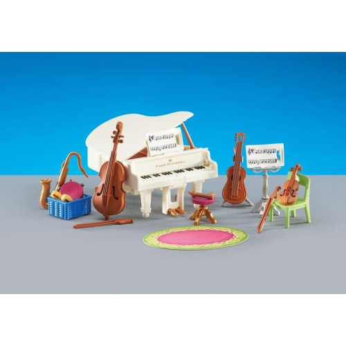 正版 德國 PLAYMOBIL 6458 絕版 音樂室 樂器 鋼琴 大小提琴 薩克斯風 直笛（全新袋裝）