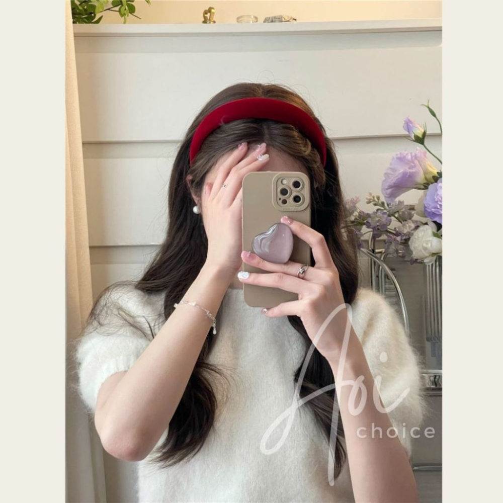 [台灣現貨] 髮箍韓國 寬版髮箍 髮箍 韓國髮箍 黑色髮箍 寬髮箍 髮窟 厚髮箍 紅色髮箍 髮箍可愛 韓式 絨布 高顱頂-細節圖3