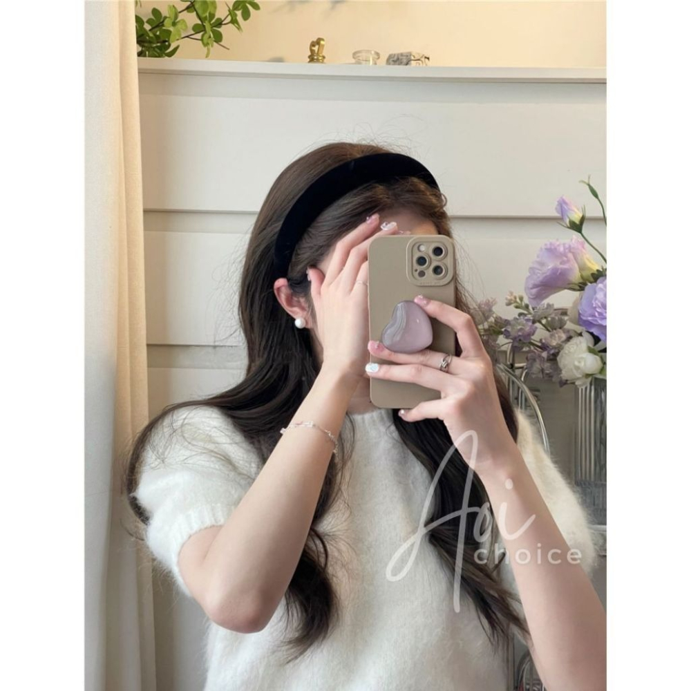 [台灣現貨] 髮箍韓國 寬版髮箍 髮箍 韓國髮箍 黑色髮箍 寬髮箍 髮窟 厚髮箍 紅色髮箍 髮箍可愛 韓式 絨布 高顱頂-細節圖8