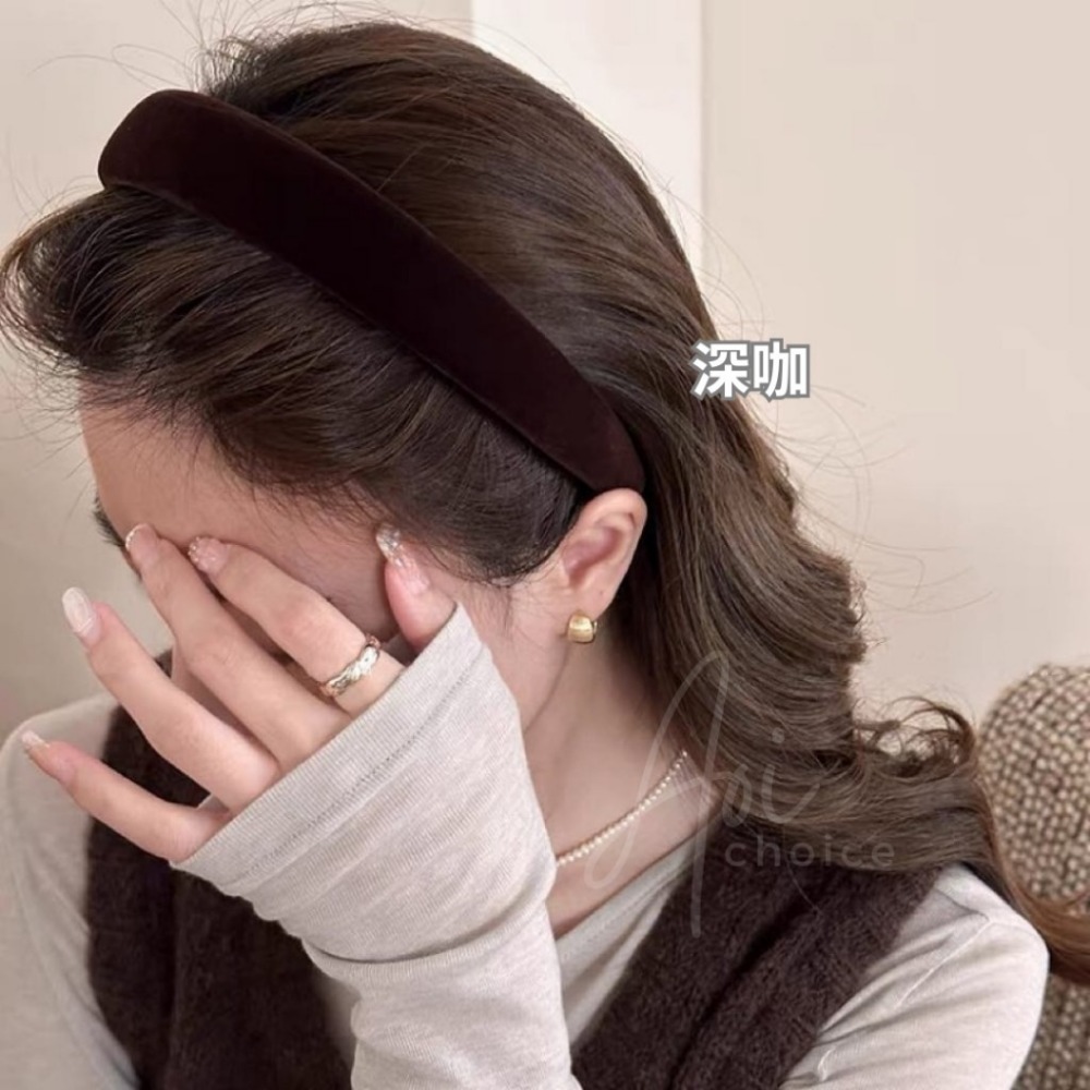 [台灣現貨] 髮箍韓國 寬版髮箍 髮箍 韓國髮箍 黑色髮箍 寬髮箍 髮窟 厚髮箍 紅色髮箍 髮箍可愛 韓式 絨布 高顱頂-規格圖9