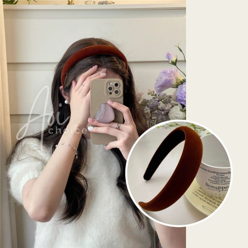 [台灣現貨] 髮箍韓國 寬版髮箍 髮箍 韓國髮箍 黑色髮箍 寬髮箍 髮窟 厚髮箍 紅色髮箍 髮箍可愛 韓式 絨布 高顱頂-規格圖9