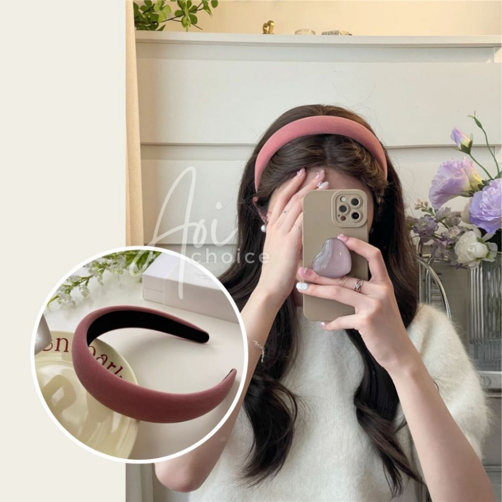 [台灣現貨] 髮箍韓國 寬版髮箍 髮箍 韓國髮箍 黑色髮箍 寬髮箍 髮窟 厚髮箍 紅色髮箍 髮箍可愛 韓式 絨布 高顱頂-規格圖9