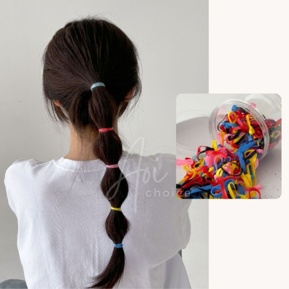 彩色髮圈 橡皮筋 扁皮筋 糖果色髮圈 綁頭髮髮圈 高彈力髮圈 黑色髮圈 橡皮筋 綁頭髮 髮帶 髮束 皮筋 發圈 髪圈-細節圖5