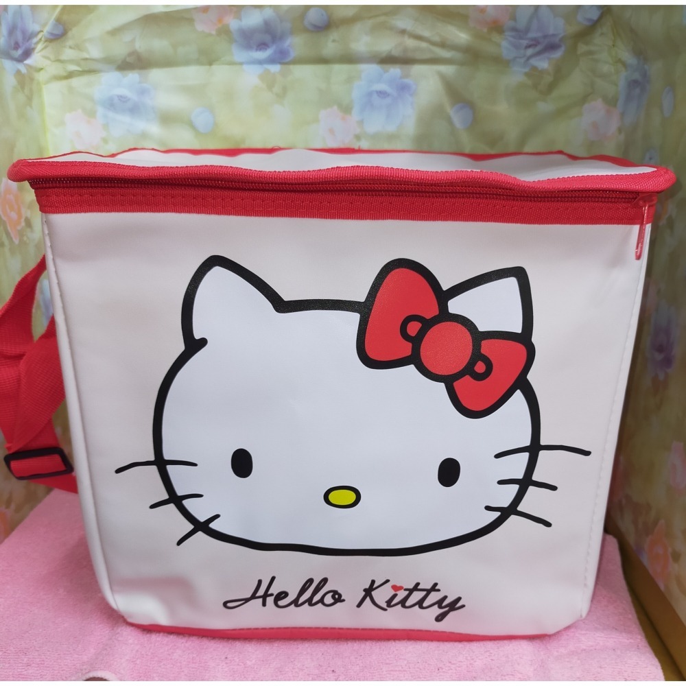 正版 三麗鷗 Hello Kitty 保冰袋 野餐袋 大容量 保溫 餐袋 手提袋 野餐袋 保溫袋-細節圖2