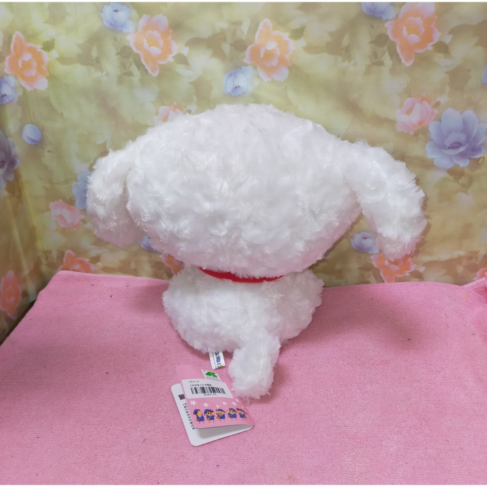 正版授權 蠟筆小新 小白 坐姿款 絨毛玩偶 小白玩偶 玫瑰紋 絨毛娃娃 玩偶 10英吋-細節圖2