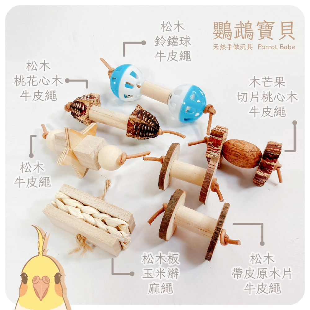 鸚鵡玩具 鸚鵡腳拿玩具 台灣製 腳下啃咬玩具 鸚鵡用品 鳥玩具 啃咬玩具 腳邊玩具 適合各體型鸚鵡小寵-細節圖3