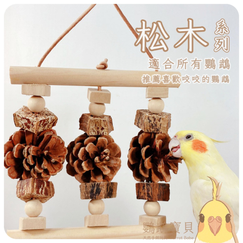 鸚鵡啃咬串 台灣製 原木串 松塔玩具 鳥玩具 果實玩具 鸚鵡用品 鞦韆玩具 玄鳳 凱克 折衷 灰鸚鵡 和尚鸚鵡