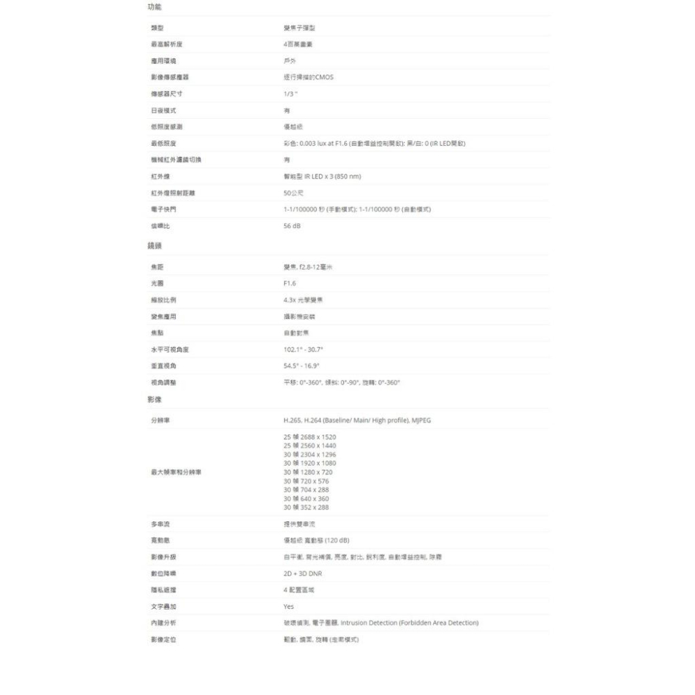 【無名】ACTi Z49 400萬畫素 POE 有收音 智能紅外線槍型電動變焦攝影機IPcam 請先來電洽詢-細節圖3