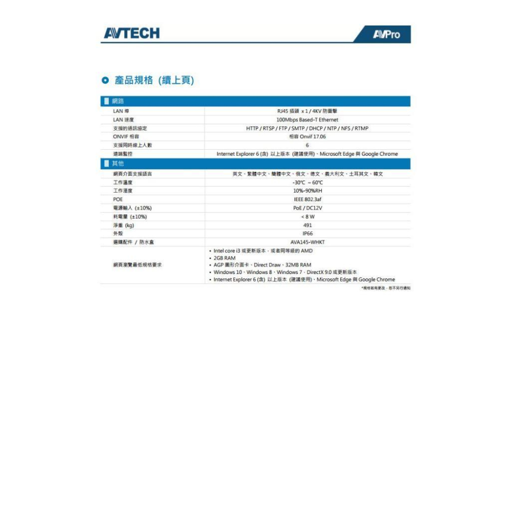 AVTECH 陞泰 DGM5206SVAT 500萬 AI紅外線 半球網路攝影機 內建麥克風 POE 監視器攝影機-細節圖6