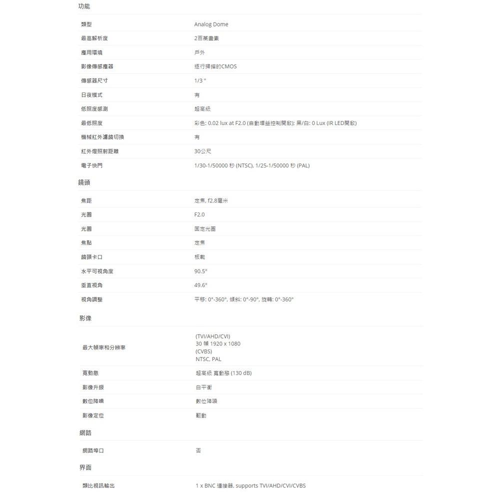 【無名】ACTi Y71 200萬 紅外線半球攝影機 紅外線30M IP67防水 請來電洽詢-細節圖2