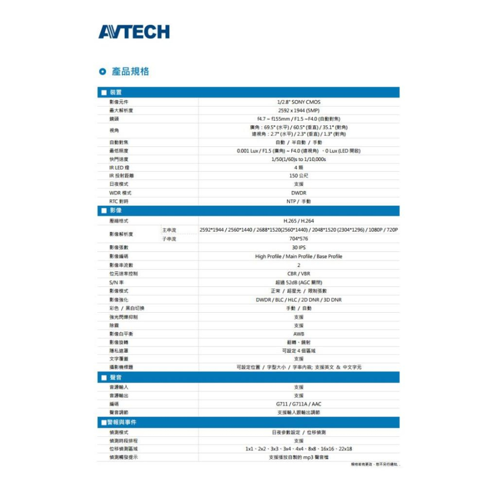 DGM5937T  AVTECH 陞泰 500萬 星光級 33倍 4.7-155mm 快速球網路攝影機 POE 監視器-細節圖5