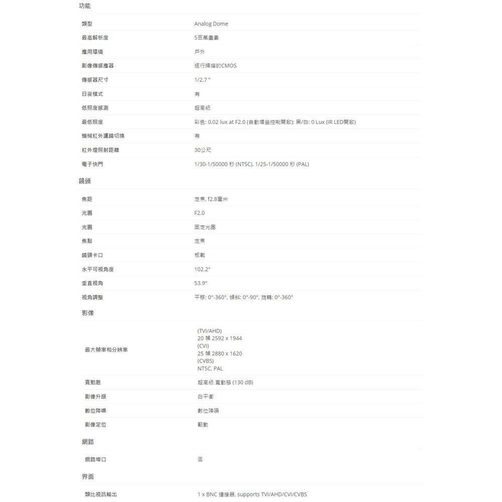 【無名】ACTi Y72 500萬 紅外線半球攝影機 紅外線30M IP67防水 請先來電洽詢-細節圖3