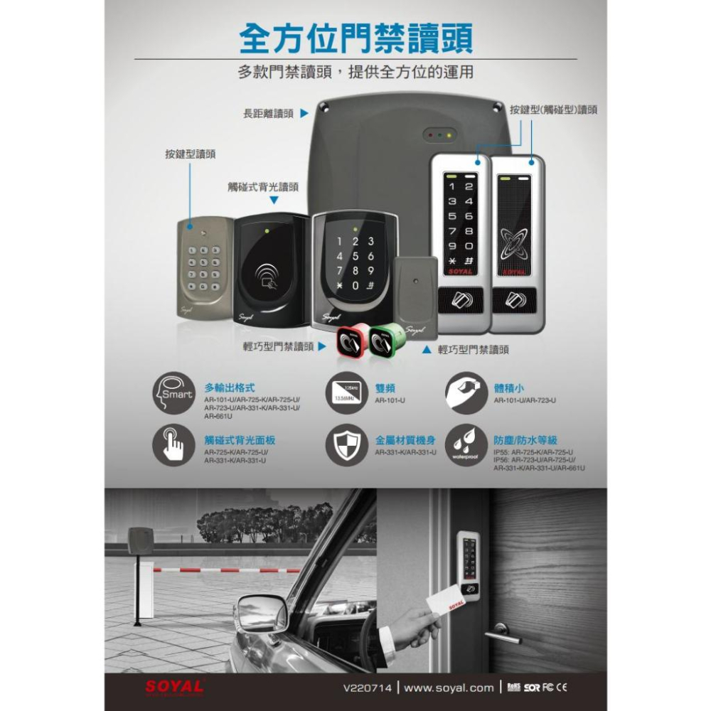 SOYAL AR-725-U-USB Mifare USB 觸碰式背光設計感應讀頭 AR-725U-細節圖3