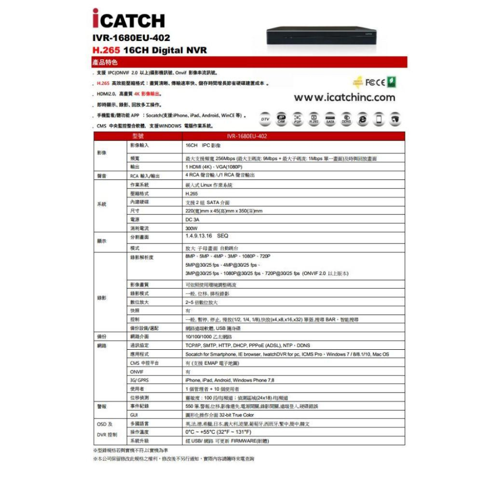 M【無名】ICATCH 可取 IVR-1680EU-402 4K 雙硬碟 16路 800萬 4K NVR 錄影主機 網路-細節圖5