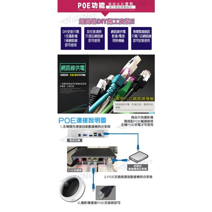 E【無名】監視器 攝影機 1080P WIFI IP 全景 360度 網路監視器 雙向語音 POE 手機遠端 警報偵測-細節圖6