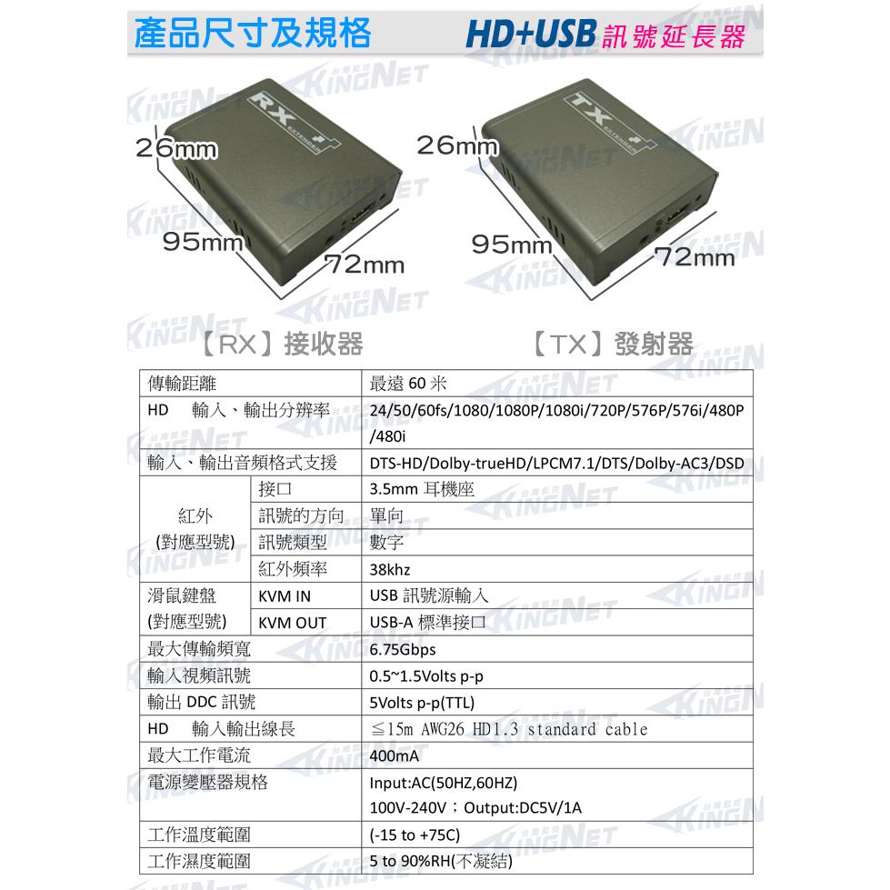 11無名-監視器 影像 HD USB 延長器 放大器 60米 60M 60公尺 1080P 網路線 CAT5 含稅-細節圖4