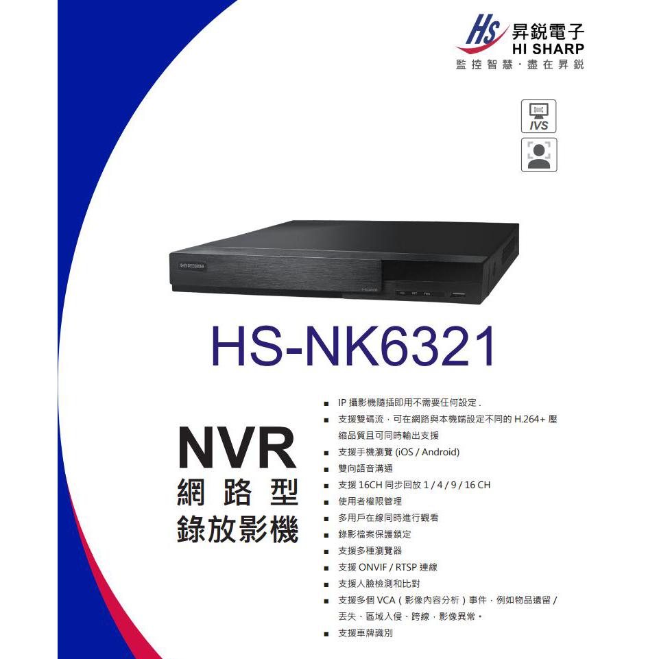 O【無名】昇銳 HS-NK6321 H.265 1200萬 16路 4K 雙硬碟 監控主機 雙向語音 NVR 網路型錄影-細節圖2