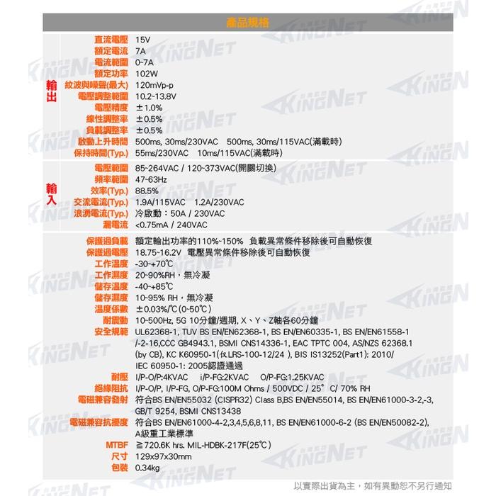 W【無名】監視器 電源供應器 DC15V 7A 對講機專用 105W 110V-220V 門禁專用 變壓器 含稅-細節圖5