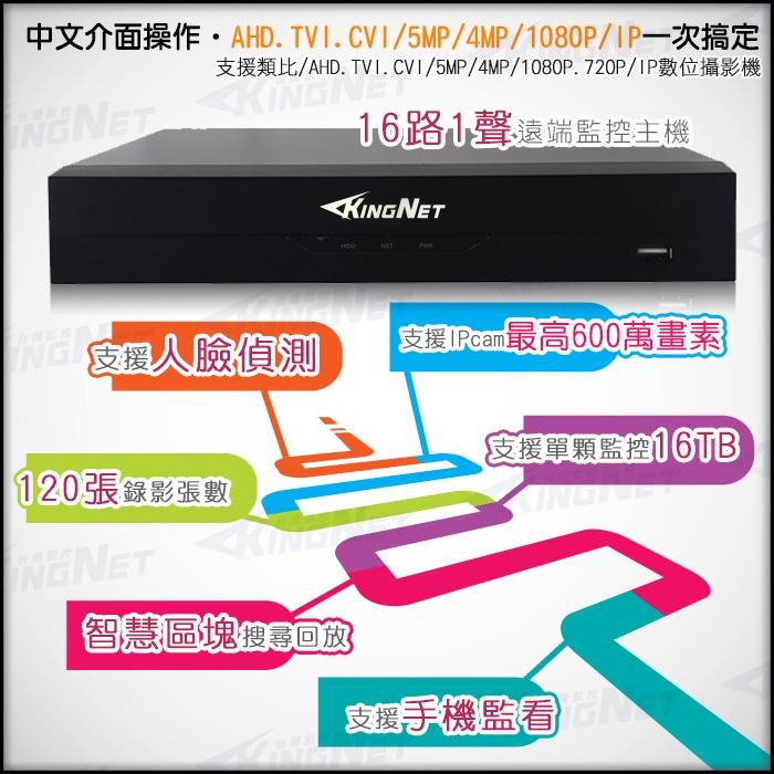 K【無名】KingNet 16路監控主機 500萬 5MP 手機遠端 H265 1080P 720P 類比-細節圖4