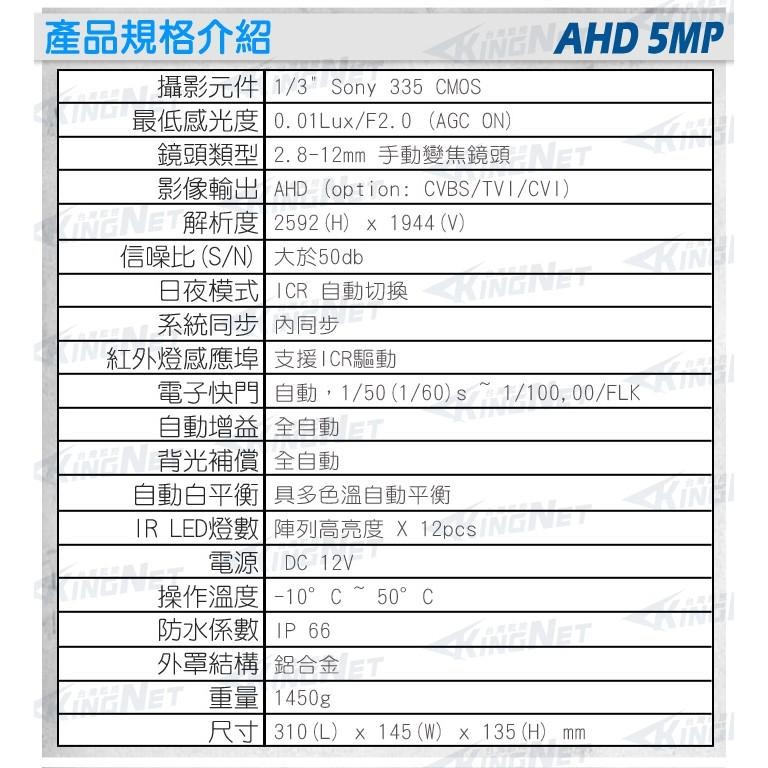 C【無名】監視器 500萬 5MP 防護罩 戶外防水 SONY 紅外線鏡頭 2.8-12mm 變焦 含稅 GC-細節圖8