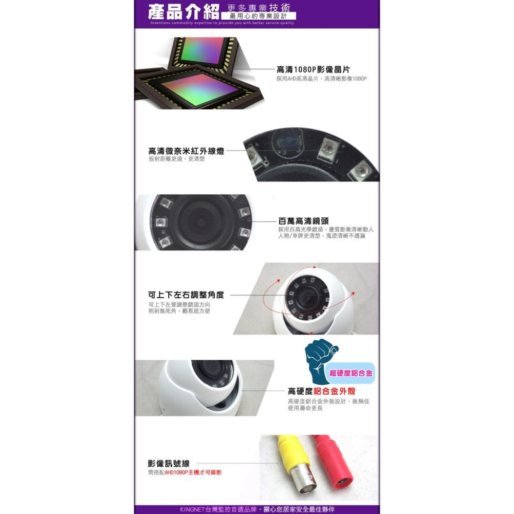 B【無名】監視器 12顆微奈米陣列燈監視器 半球攝影機 紅外線 1080P AHD 台灣監控 DVR攝影機 含稅-細節圖3