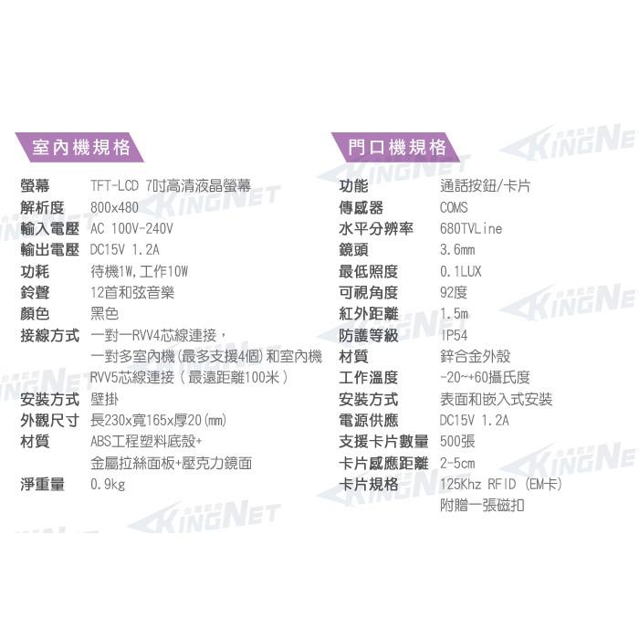 22【無名】監視器 7吋門口對講機 高清彩色 防水刷卡 6戶 電鈴 門鈴 支援電鎖 彩色 錄影 拍照 觸控螢幕-細節圖8