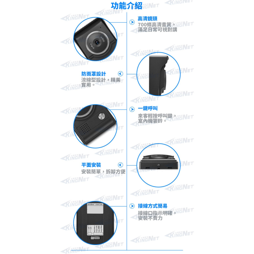 22【無名】監視器 門口對講機 全彩對講機 電話總機 7吋 室內機觸控螢幕 支援電鎖 防水防塵 錄影 門鈴 含稅-細節圖5
