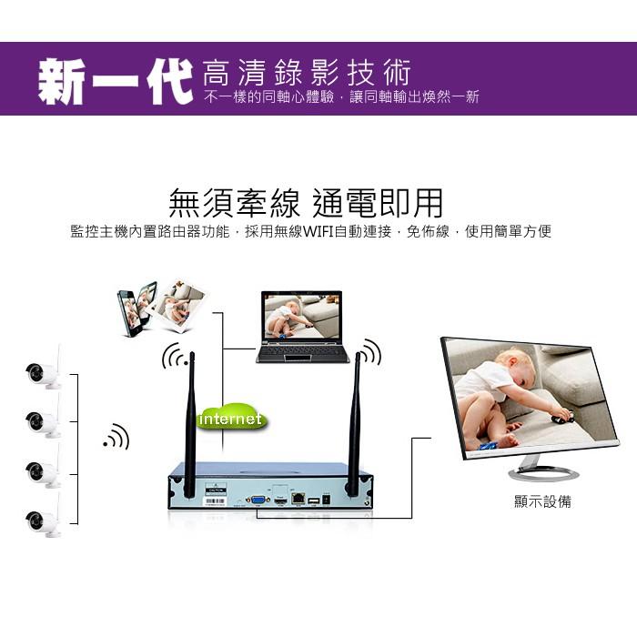 F【無名】監視器 攝影機 4路4支 1080P WIFI 遠端監控 監控套餐 手機遠端 紅外線夜視 監控設備-細節圖4