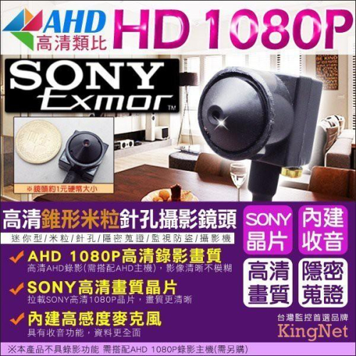 D【無名】微型針孔監視器 AHD 1080P 特小米粒針孔攝影鏡頭 內建麥克風 SONY晶片 攝影鏡頭 含稅