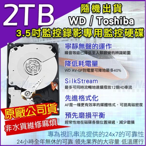 Z【無名】加購 WD Toshiba 紫標 監視器硬碟 監控專用 2T 2TB 3.5吋 SATA NVR DVR
